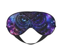 Purple Owl Double-Sided Silk Sleep Mask, Adjustable Light Blocking Eye Mask for Travel, Men & Women, Soft Comfortable Blindfold 20x10cm