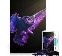Purple Owl in Flight Hard Jigsaw Puzzle for Adults 1000 Pieces Solid Logic Toy Simple Fun Precision Cut (50x75cm)