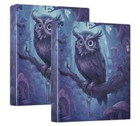 Purple Owl in Forest 3 Ring Binders 1.5 Inch Clear View Three Ring Binders Versatile Binder Fits 200 Sheets 2 Pack