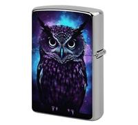 Purple Owl Lighter Case Metal Protective Cover with Double-Sided Art Design, Cool Lighters Pouch Shockproof Lighter Cover for Men Women Gifts, Lighters Not Included