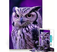 Purple Owl Portrait Jigsaw 1000 Pieces for Adults Cognitive Toy Bonding Time Pattern Assembly Santa Wish Item (38x52cm)