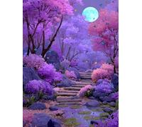 Purple Paint by Numbers for Adults Beginner with Frame, Tree Painting by Numbers for Children, DIY Acrylic Oil Painting Number Kits Art Crafts, Hobbies for Adults Room Wall Decor 70x100 cm Q-2289