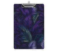Purple Palm Leaves Pattern Large Capacity A4 Clipboard, Wall Mounted Organizer for Office Papers Writing Planner