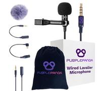 Purple Panda Lavalier Microphone Kit - Clip-On Lapel Mic for Motovlog, Creators & Vlogging - GoPro, DJI & Insta360 Action Cameras, iPhone, Android, iPad, DSLR, Zoom/Tascam, PS5 - Omnidirectional
