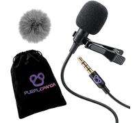 Purple Panda Lavalier Microphone Kit - Clip-On Lapel Mic for Motovlog, Creators & Vlogging - GoPro, DJI & Insta360 Action Cameras, iPhone, Android, iPad, DSLR, Zoom/Tascam, PS5 - Omnidirectional