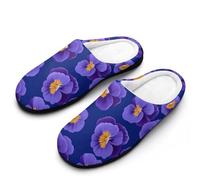 Purple Pansies Flowers Men's Cotton House Slippers Memory Foam Washable Slip On Home Shoes