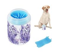 Purple Panther in Grass Art Reusable Paw Cleaning Cup with Soft Silicone Brush Pets Bathing Brush Suitable for Small, Medium, Large Breed Dogs