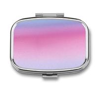 Purple Pastel Colors Pill Box 2 Compartments Portable Travel Pill Case Mini Medicine Organizer for Pocket Purse Metal Waterproof Medicine Container Holder Vitamin Fish Oil
