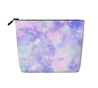 Purple Pastel Tie Dye, Cosmetic Bag Imitation Linen Makeup Bag Portable Travel Toiletry Bag