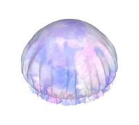 Purple Pastel Tie Dye,Shower Cap Nightcap Double Layer Waterproof Elastic Bath Cap Reusable Hair Cap