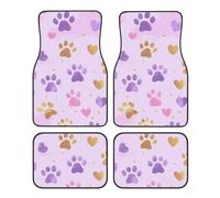 Purple Paw Print Car Mats 4 Pieces Colorful Footprint Universal Floor Car Mats Non-Slip Vehicle Carpet for SUV Van Truck Sedan