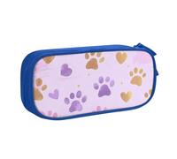 Purple Paw Print Pencil Case for Boys Girls Colorful Footprint Large Pen Bag Desk Stationery Organizer Pencil Pouch for School Office Zippered Makeup Bag
