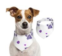 Purple Paw Print With Heart,Dog Bandanas Cotton Pet Scarf Adjustable Bibs for Pet,S