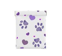 Purple Paw Print with Heart, Squeeze Top Wallet Women Storage Bag Small Coin Purse Change Pouch