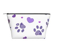 Purple Paw Print with Heart, Toiletry Pouch Makeup Bag Cosmetic Bag Portable Travel Toiletry Bag
