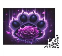Purple Paw Rose Jigsaw Puzzles 1000 Piece Recycled Paper for Adults Adult Jigsaws Fun Challenging Family Game Great Gift Idea for Women Gifts for Men 70x50cm/1000pcs