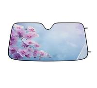 Purple Peach Blossom Car Windshield Sun Shade Purple Peach Blossom Cars Shade Front Windshield,Blocks UV Ray to Keep Your Vehicle CoolSun Visor Protector for Fits Car Truck SUV (55"x27.5")