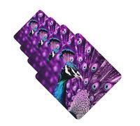 Purple Peacock Car Air Fresheners Cards 4 Pcs Hanging Fragrance Scented Cards Long-Lasting Car Aromatherapy Tablets for Wardrobe Bathroom Car Interior Mirror Pendant Gifts