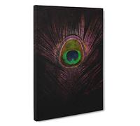 Purple Peacock Feather Canvas Print | Gallery Wrapped 30mm Frame Wall Art | 30x20 inches | Ready to Hang | Modern Picture | Living Room Bedroom Lounge Office