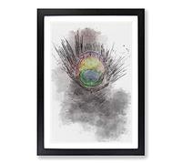 Purple Peacock Feather in Abstract Framed Print | A2 Black Framed Wall Art | Ready to Hang | Abstract Animal Picture | Living Room Bedroom Lounge Office