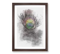 Purple Peacock Feather in Abstract Framed Print | A2 Walnut Framed Wall Art | Ready to Hang | Abstract Animal Picture | Living Room Bedroom Lounge Office