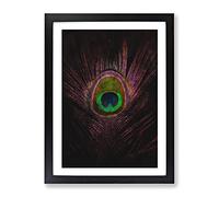 Purple Peacock Feather Painting Modern Framed Print | A3 Black Framed Wall Art | Ready to Hang | Modern Animal Picture | Living Room Bedroom Lounge Office