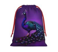 Purple Peacock Pattern Print Functional Gift Storage Bag Eco-Friendly Comfortable Touch Outdoor Activities Use