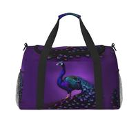 Purple Peacock pattern print Weekender Overnight Carry On Bag Gym Luggage Bag Duffel Bag for Travel Women, Black, One Size