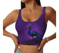Purple Peacock Pattern Print Women's Sports Vest Lightweight and Breathable Workout Fitness Fashion Top