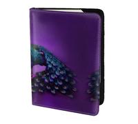 Purple Peacock Pattern Printing Passport Holder For Travel Must Have,Passport Cover Case For Travel Accessories For Women Men, Black, One Size