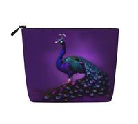 Purple Peacock Pattern Versatile Travel Bag Makeup Bag Large Capacity Cosmetic Pouch Zipper Bag Toiletry Bag