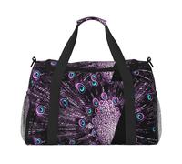 Purple Peacock Print Hand Travel Bag Ideal for Long-Distance Travel and Daily Use