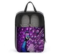Purple Peacock Shoe Bag Travel Shoe Organizer Water-Resistant Shoe Pouch with Zipper Sneaker Dust Bag, gray, One Size, Modern
