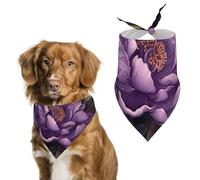 Purple Peony Floral Dog Bandanas Triangle Scarfs Printing Bib Scarf Adjustable Accessories for Small Dogs And Cats