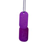 Purple Personalised ID Dog Tag Army Pair Set with Pink Chains (Made to Order)