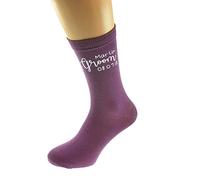Purple Personalised Wedding Script Groom Design with First Name and Date Socks UK Size 5-12