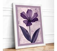 Purple Petals Botanical Framed Wall Art Print A3 (42×29.7cm) White, Wall Decor for Living Room, Bedroom, Office & Home, Ready to Hang, Art Gift