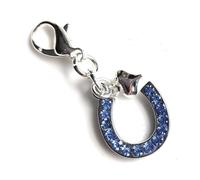 Purple Petals Jewellery Box Handmade Wedding Gift for the Bride - Something Blue - Mini Blue Crystal Horseshoe Clip on Charm - Gift Boxed