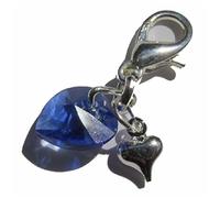 Purple Petals Jewellery Box Handmade Wedding Gift for The Bride - Something Blue Swarovski Elements Heart Clip on Charm - Gift Boxed