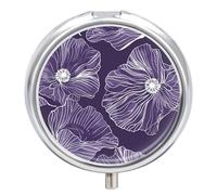 Purple Petals Pattern Pill Case Travel Pill Container Mini Travel Medicine Tablet Vitamin Holder Organizer Medicine Cod Liver Oil Storage