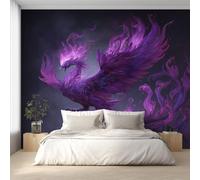 Purple Phoenix Photo Wallpaper, Fantasy Animal Bird Phoenixes Wallpaper Mural, 500x350cm Wall Paper for Bedroom Living Room, Non-Woven Wall Mural Room Decor EL&D62
