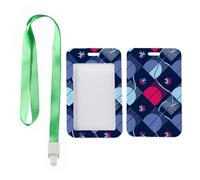 Purple Pill Shaped Ovals ID Card Holder with Green Lanyard, Photocard Holder, Vertical Cards Protector for Student, Vertical ID Cards Protector for Office, Bus Driver Accessories Paramedic Accessories