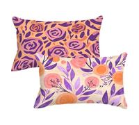 Purple Pillow Cases 2 Pack, Cushion Covers 50x70cm Large, Rectangle Throw Pillow Covers Leaf Pattern Double Sided, Soft Sofa Cushions with Lnvisible Zipper for Autumn Farmhouse Home Decor,Model956