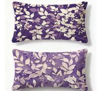 Purple Pillow Protectors 2 pack Cushion Covers 40x70cm Rectangular Leaf Cushion Covers,2025 New Velvet Invisible Zipper Sofa Cushions for Autumn Winter Sofa Living Room Home Decorations Pillows O-121U