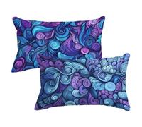 Purple Pillowcases 2 Pack,Blue Cushion Covers 30 x 50 cm Small Pillow Cases, Velvet Cushion Covers with Invisible Zipper Double Sided Printing Rectangle Decorative Pillows for Sofa Bed Decor w0u-462