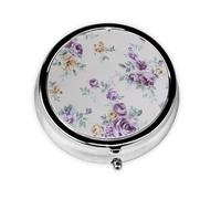 Purple Pink Flower This Small, Round, Three-Compartment Travel Pill Box is Perfect for Storing Daily medications, Vitamins, and on-The-go.