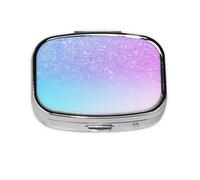 Purple Pink Glitter Ombre Blue Gradient,Meta Pill Box 2 Compartment Medicine Case,Portable Organizer,Rectangle Meta Portable Organizer Pill Box 2525 Compartment Medicine Case