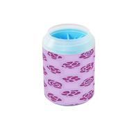 Purple Pink Leopard Fur Print Portable Dog Foot Washer with Silicone Brush Soft Pets Grooming Supplies Gently Cleans Paws After Walks