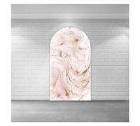 Purple Pink Marble Texture Gold Arched Chiara Backdrop Cover for Birthday Wedding Decorations Doubleside Elastic(Cover1,120x220cm)