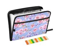 Purple Pink Orchid Flowers Expanding File Folder A4,13 Pockets File Organiser, Paperwork A4 Plastic Wallet Document Storage Expander for School,Office and Home